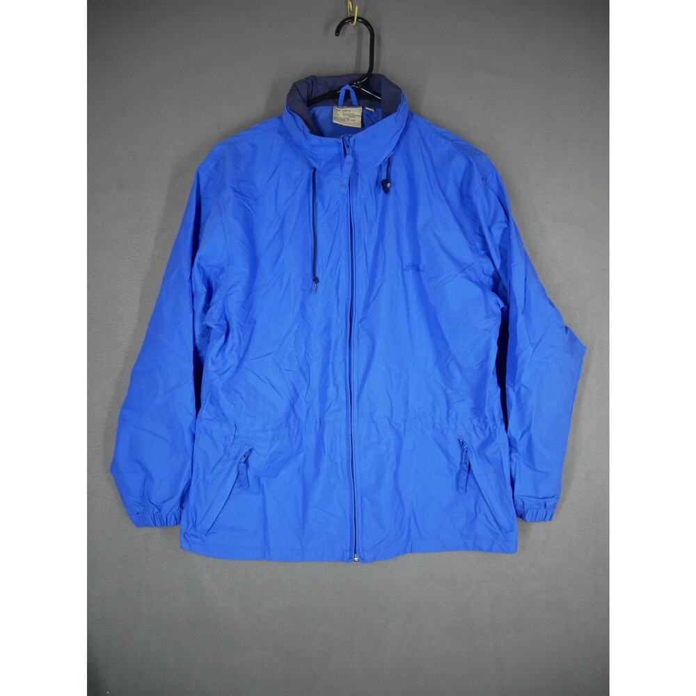 L.L. Bean Full Zip Windbreaker Womens Medium Blue Packable Hood Vintage